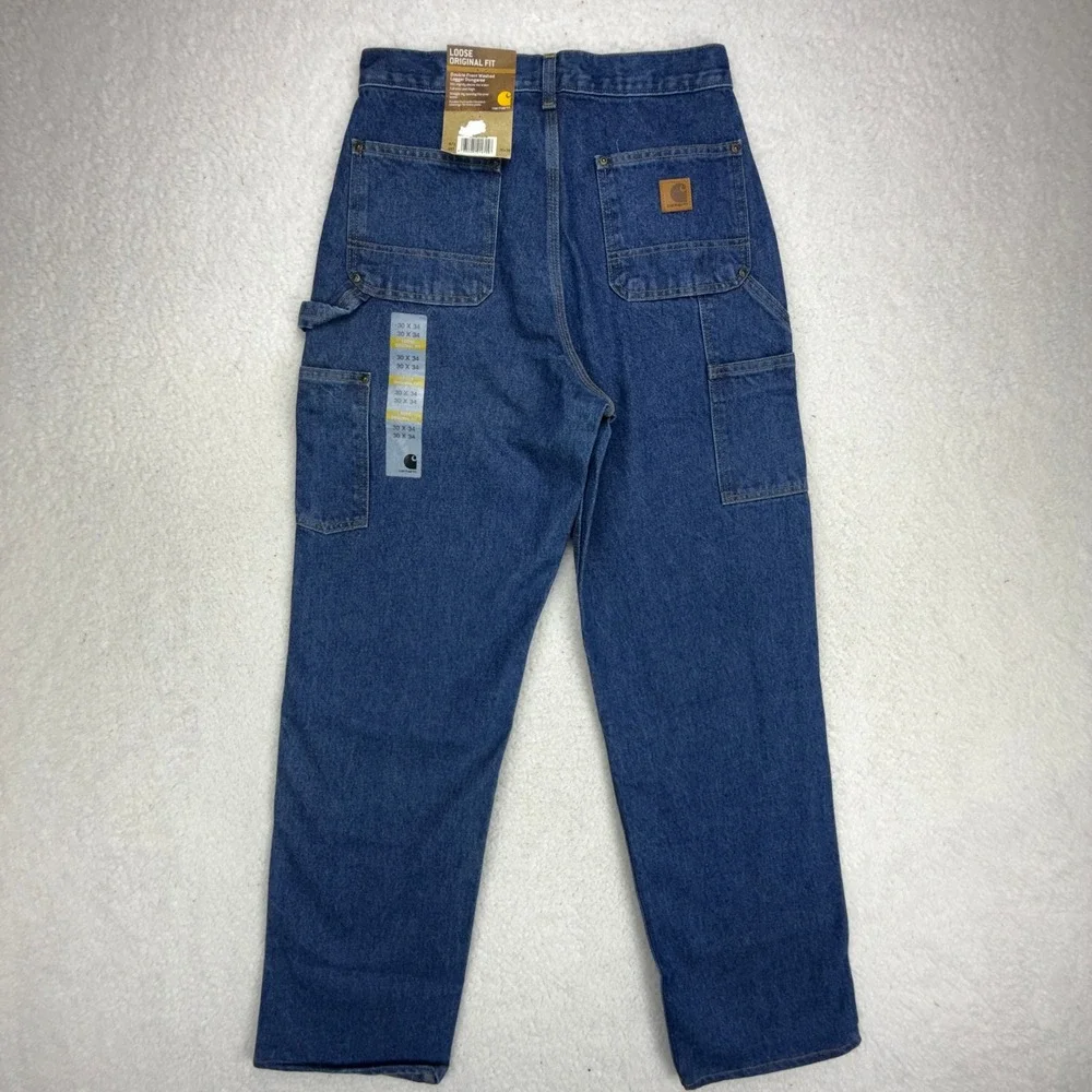 Carhartt Double Front Washed Logger Dungaree Jeans B73 DST Darkstone 30x34 NWT